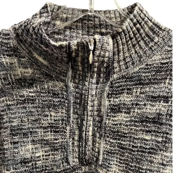 Drapes & Damons Quarter Zip Pullover Sweater Sz Mp Petite Blue White Knit Comfy - Picture 3 of 9